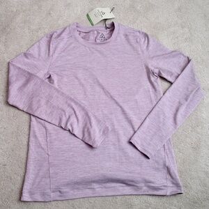 ALPINE DESIGN Women's Athlesiure Long Sleeve Workout Top Light Purple Size Large